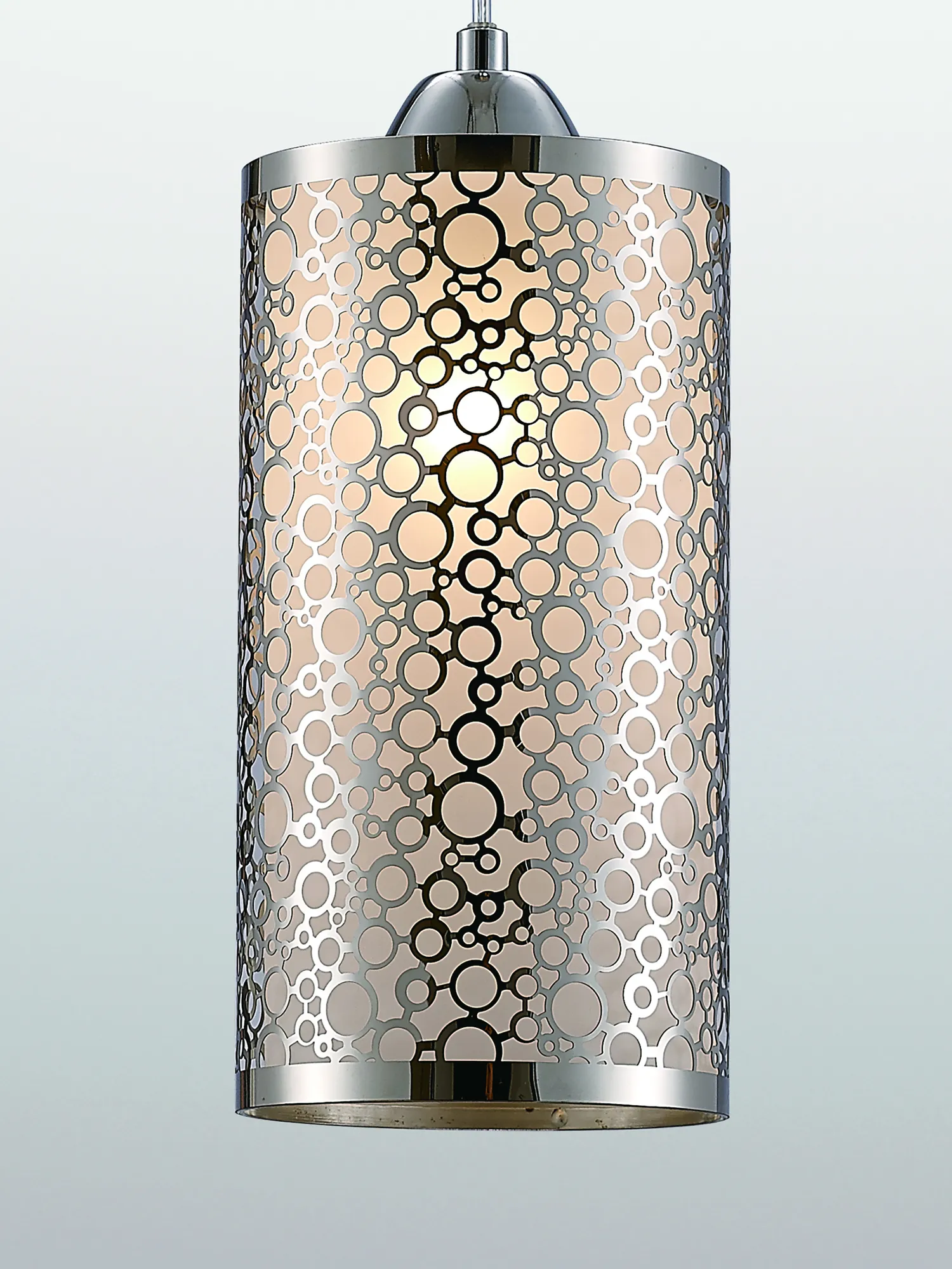 Charon Circle Pattern Glass Pendant 1 Light Polished Chrome D0133  Deco Charon